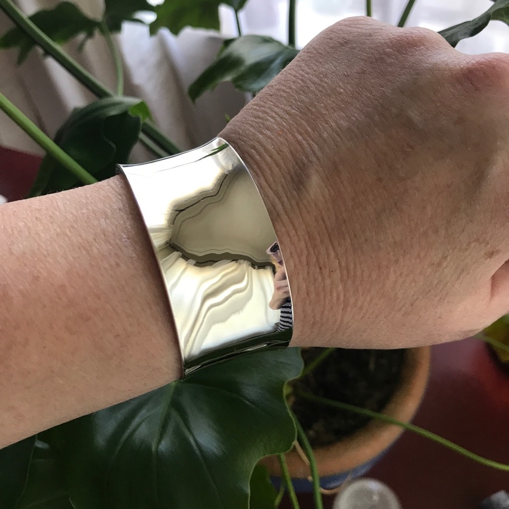 Silver wide cuff bracelet - Picture 3 of 6